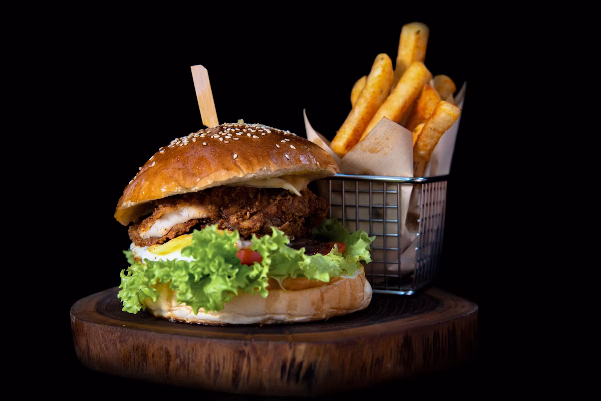 Ledger & Yolk — burger plate